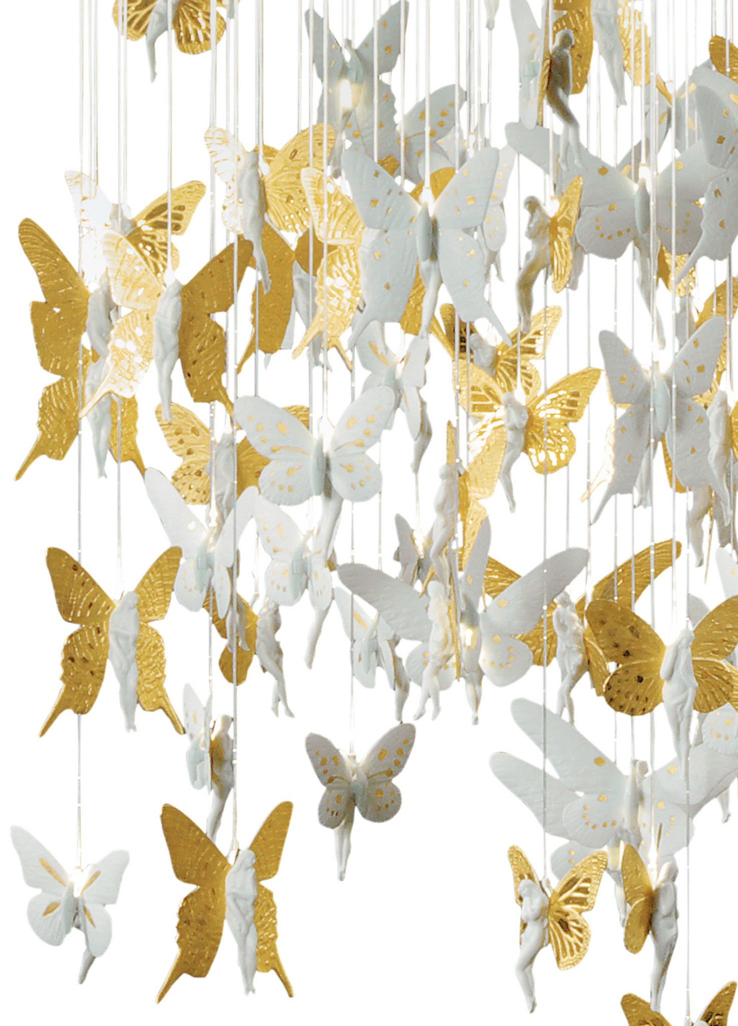 Lladro Niagara Chandelier 1,35m-gold - HeartofArt; the Art of Giving