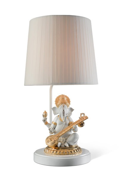 Veena Ganesha Table Lamp. Golden Luster