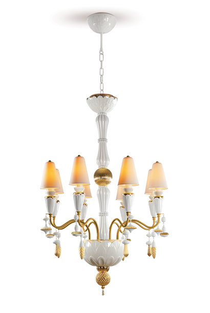 Ivy and Seed 8 Lights Chandelier. Golden Luster