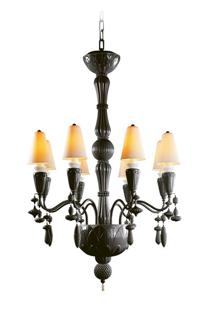 Ivy and Seed 8 Lights Chandelier. Absolute Black