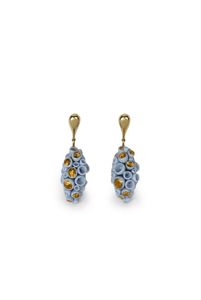 Golden blue reef long earrings
