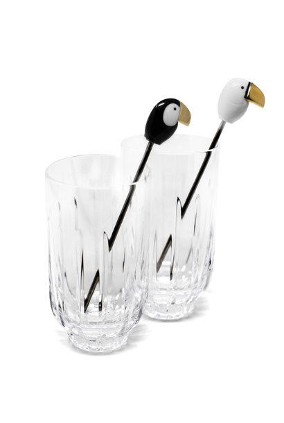 Toucan crystal glasses & stirrers set