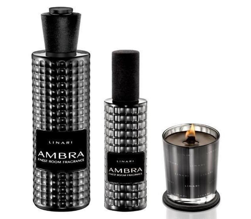 Linari set interieurparfum diffuser, roomspray en kaars - zwart Ambra