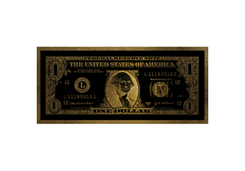 Aluminium Art - Dollar Washington Gold - 100 x 45 cm