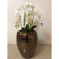 Pot brons/goud/bruin S - 44x55 cm  met orchideeën