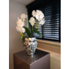 Schelpenvaas klein met orchideeën- zilver 17x24 cm