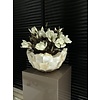 Schelpenvaas bowl - wit 40x24 cm met magnolia's
