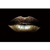 Glasschilderij- Gouden lippen 120 x 80 cm