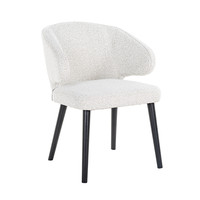 Richmond Indigo white boucle black velvet eetkamerstoel - wit