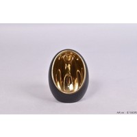 Taza egg waxinelichthouder zwart/goud M