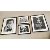 Fotolijst zwart frame - Steve McQueen met pistool - 43 x 53 cm