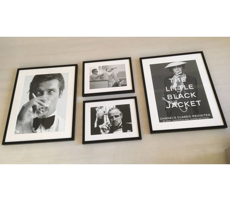 Fotolijst zwart frame - James Bond tegen auto - 43 x 43 cm