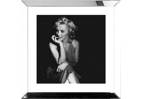 Spiegellijst Marilyn Monroe Stay a while - zilver 50x50