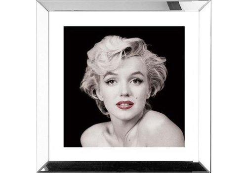 Spiegellijst Marilyn Monroe red lips - zilver 50x50