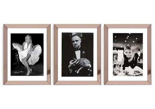 Set 3 spiegellijsten 50 x 60 met posters - brons