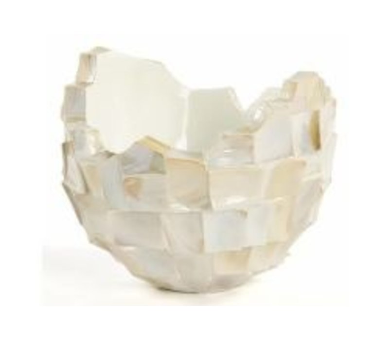 Schelpenvaas broken bowl 40x34 cm - wit