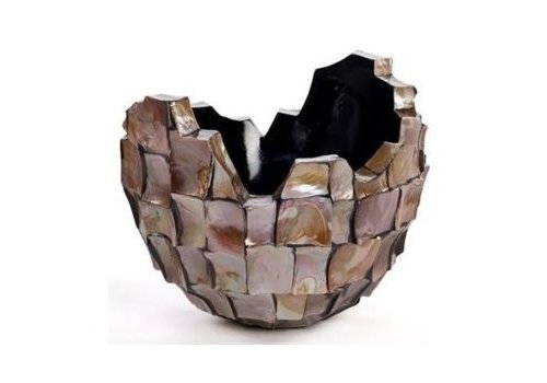 Schelpenvaas broken bowl 40x34 cm - bruin