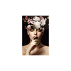 Glasschilderij - Vrouw met bloemen op hoofd - 80 x 120