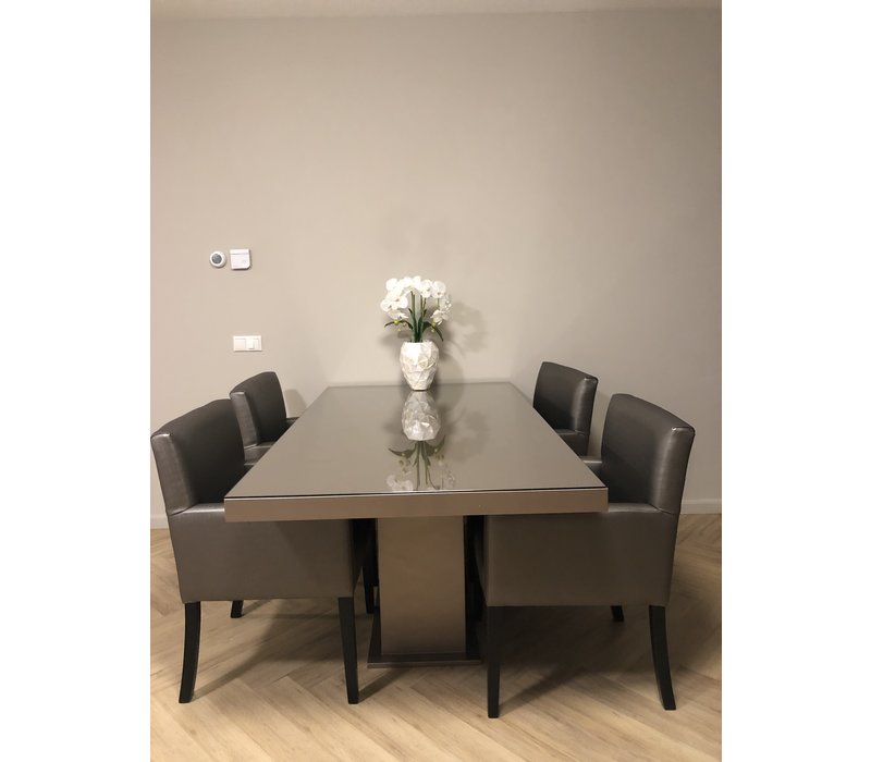 Eettafel hoogglans metallic - 180x100 cm