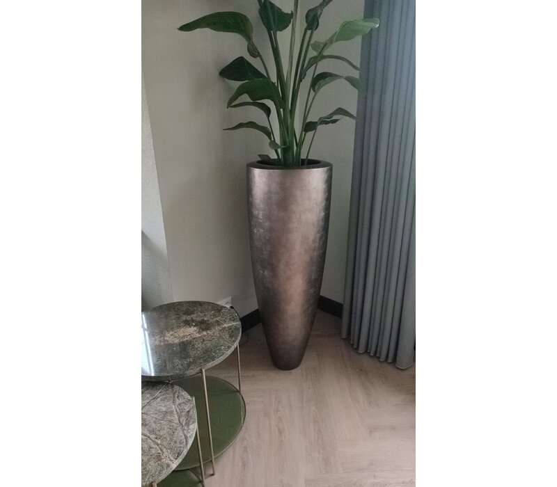 Vaas bladzilver bruin mat - 90 cm