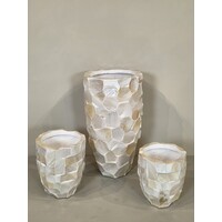 Schelpenvaas hoog 45 cm - wit