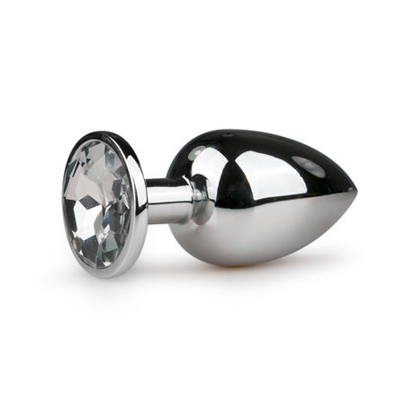 Easytoys Anal Collection Zilverkleurige metalen buttplug met transparant kristal Easytoys Anal Collection Zilverkleurige metalen buttplug met transparant kristal