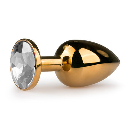 Easytoys Anal Collection Goudkleurige metalen buttplug met transparante steen Easytoys Anal Collection Goudkleurige metalen buttplug met transparante steen