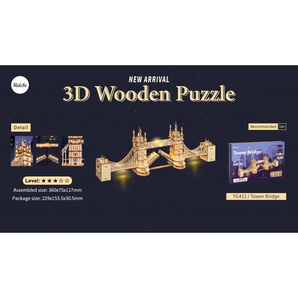 Rolife Rolife 3D-Holz-Puzzle "Tower Bridge with Lights"