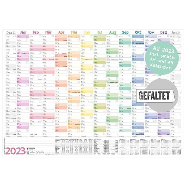 Häfft-Verlag Wandkalender 2023 [Rainbow] A2 gefalzt mit Extra A3 + A4-Übersicht