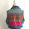 Vintage jeans giletje met roze Dashiki Vintage jeans giletje met roze Dashiki