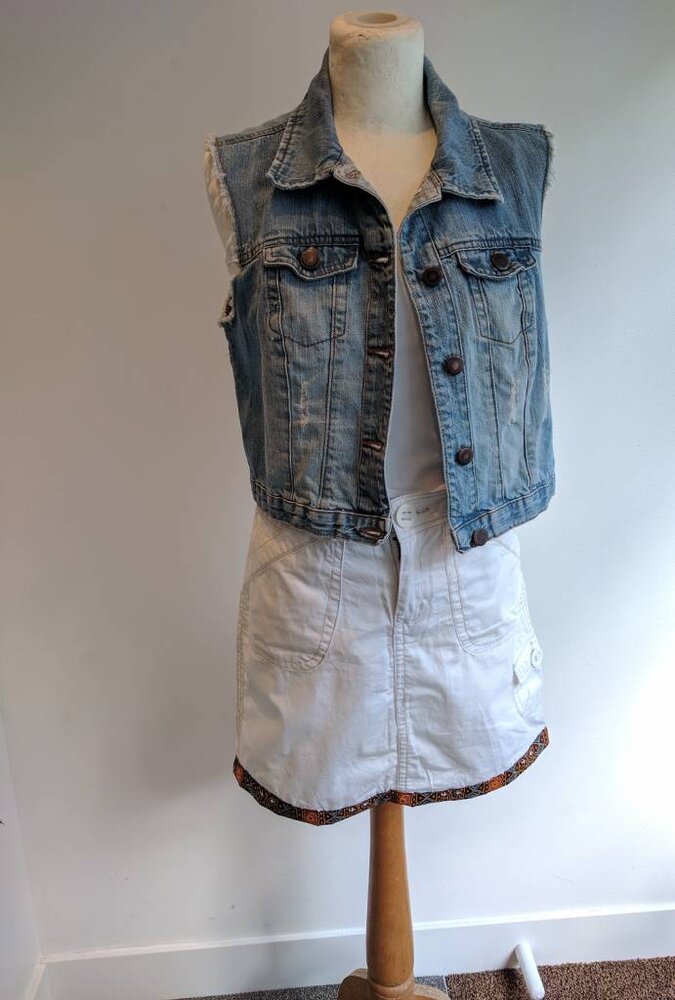 Vintage jeans rokje met Dashiki Vintage jeans rokje met Dashiki