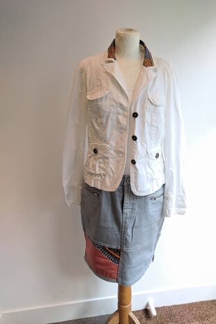 Vintage jeans rokje grijs met Dashiki