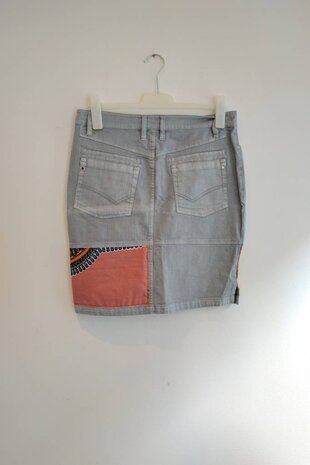Vintage jeans rokje grijs met Dashiki