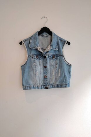 Vintage jeans giletje met gele Ankara