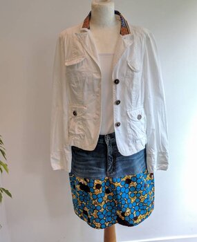 Vintage jeans jasje met Dashiki Vintage jeans jasje met Dashiki