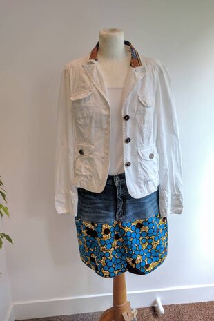 Vintage jeans jasje met Dashiki