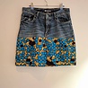 Vintage jeans rokje met blauwe Ankara