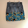 Vintage jeans rokje met blauwe Ankara