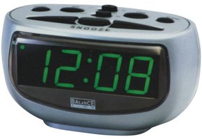 Balance Time Green LED Display Wekker Silver