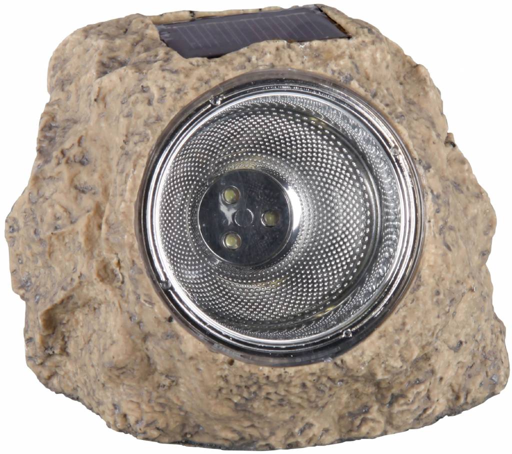 Ranex Solar 3 LED's Kunststof Steenlamp Naxos Grey