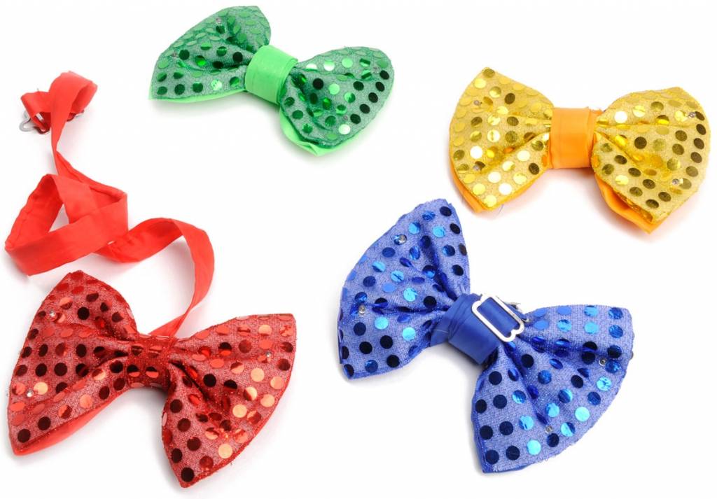 Lichtgevende LED Feest Strik met Pailletten + Batterij