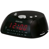 Konig Red LED AM/FM Wekkerradio Black met Speaker