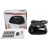 Konig Red LED AM/FM Wekkerradio Black met Speaker