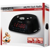Konig Red LED AM/FM Wekkerradio Black met Speaker