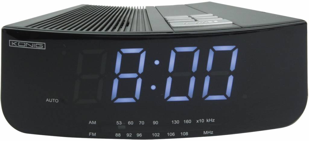 König White LED AM/FM Wekkerradio Black