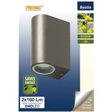 Ranex LED RVS Buiten Muurlamp Bastia met Twee Lichtpunten Grey