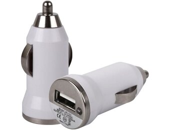 Universele LED USB Mini Autolader / Car Charger Adapter White
