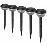 Ranex Lucera Solar LED Tuinlamp op Spies 5 Set Black