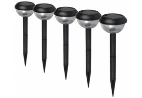 Ranex Lucera Solar LED Tuinlamp op Spies 5 Set Black