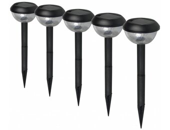 Ranex Lucera Solar LED Tuinlamp op Spies 5 Set Black